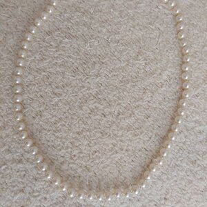 W Lind Signed 14K GE Faux Pearl 22 in Necklace